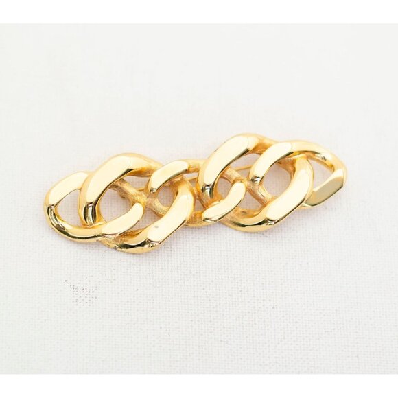 Vintage Oval Curbs Chain Brooch - T14 - Picture 1 of 2